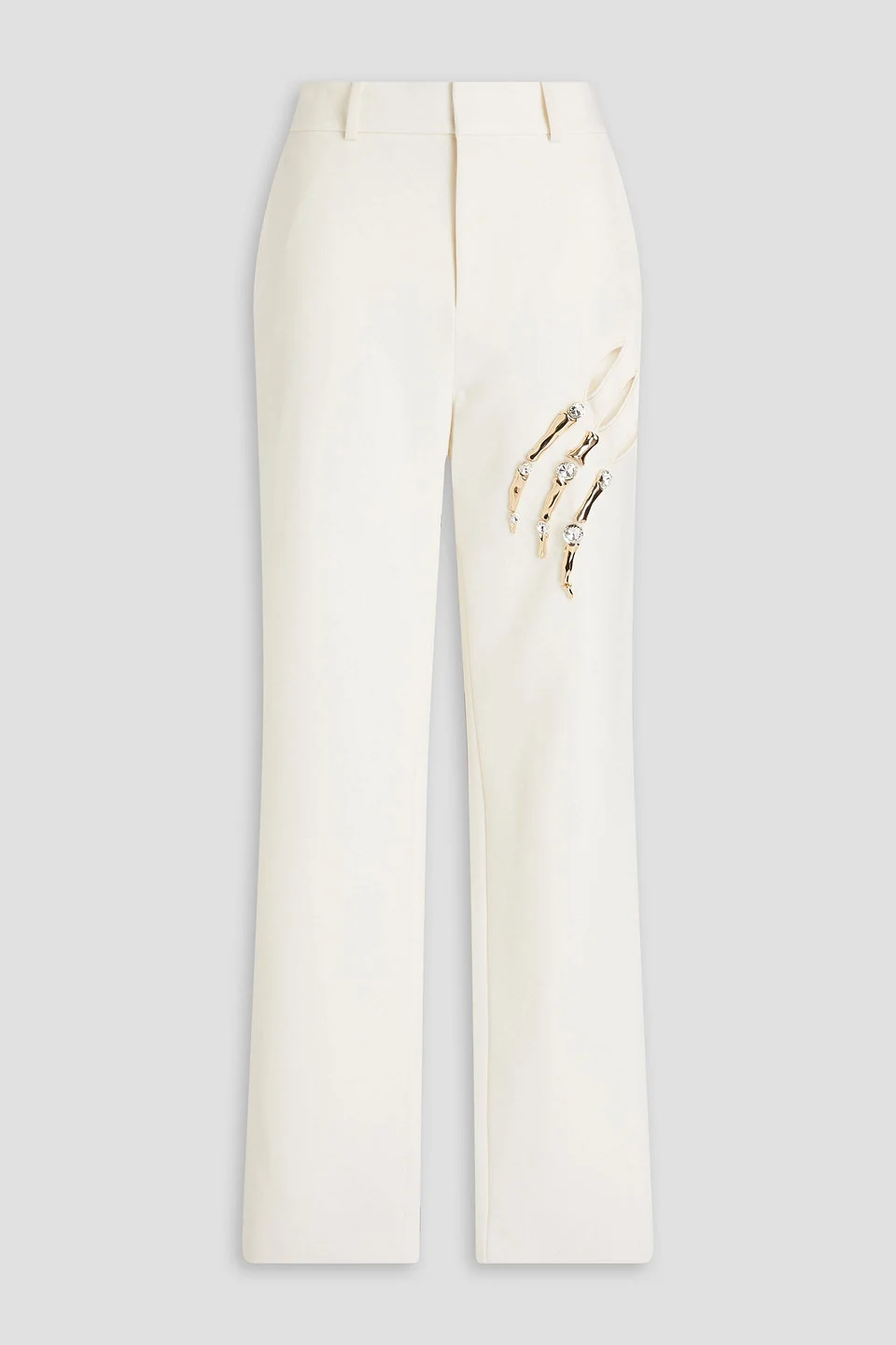 Claw embellished cutout crepe tapered pants - 1