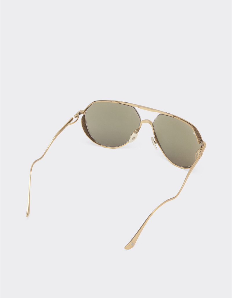 Ferrari sunglasses in matt gold-tone titanium with gold mirror yellow lenses 5