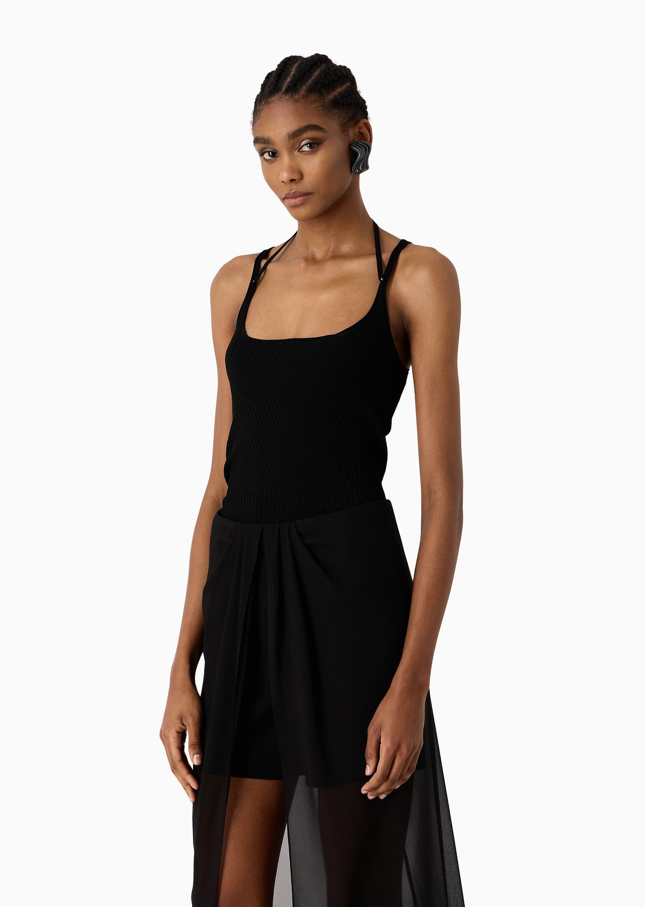 Ribbed viscose-blend knit top - 2