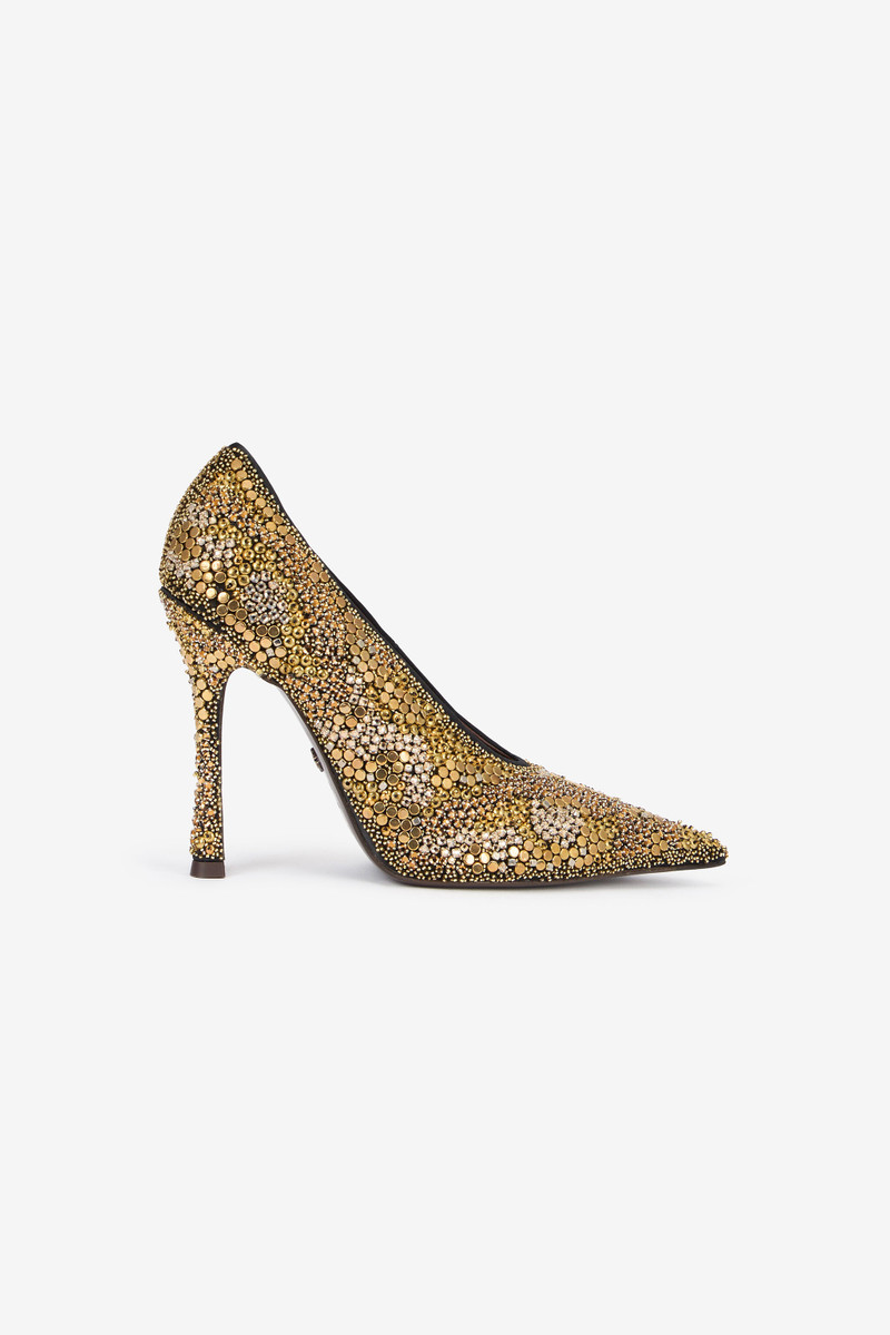 Gold Pointed-Toe Pumps 1