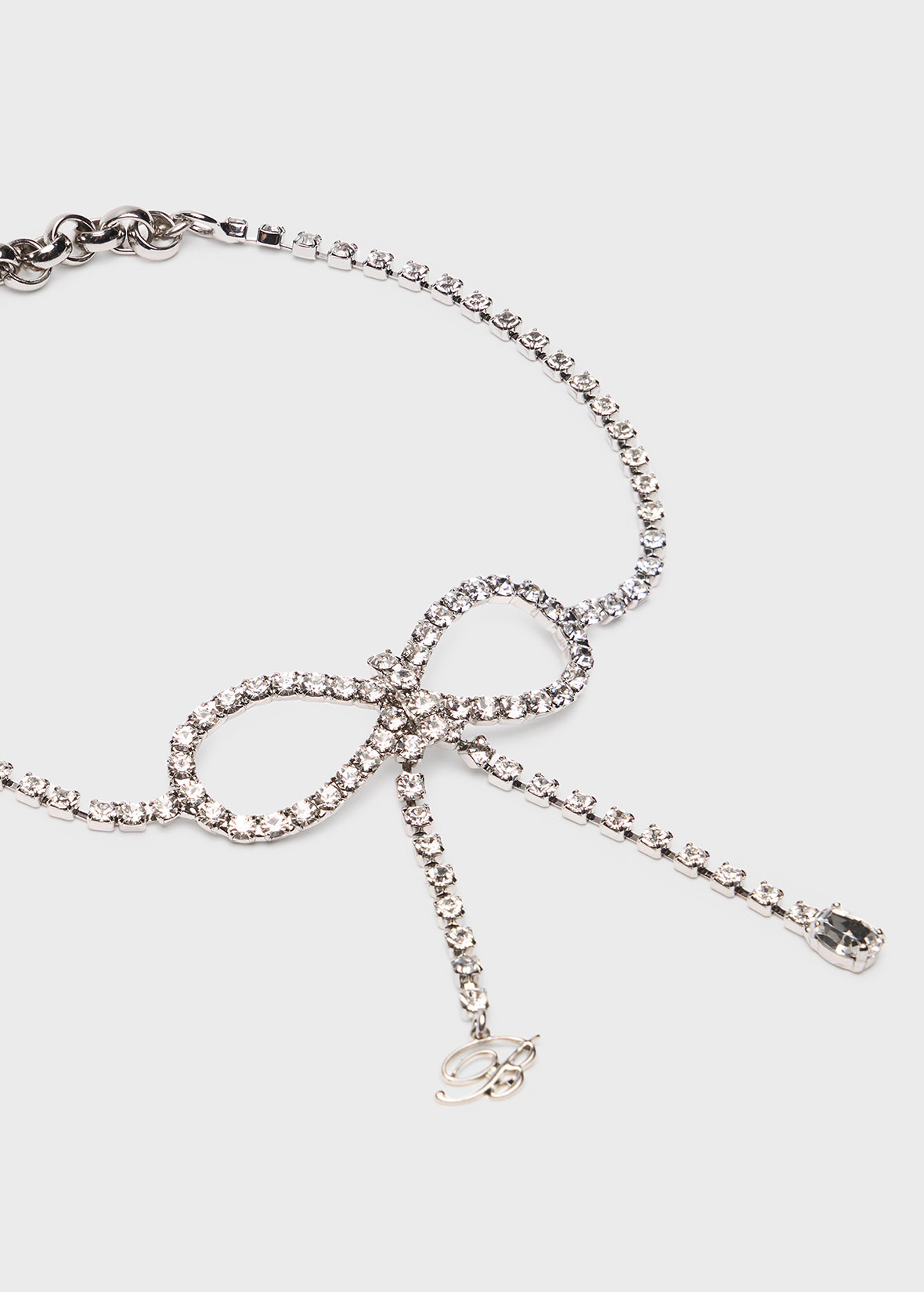 RHINESTONE CHOKER WITH BOW AND B MONOGRAM - 2