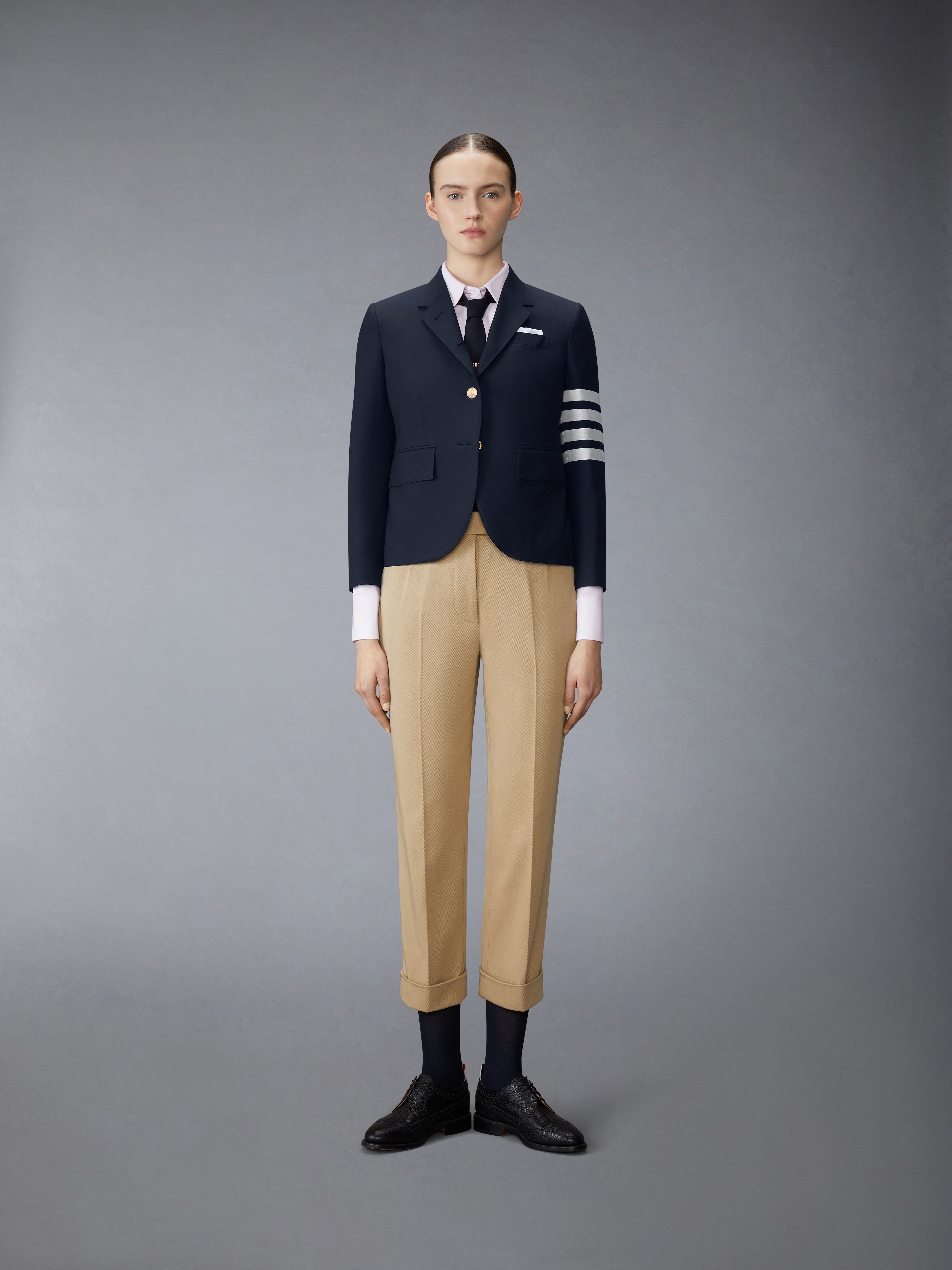 COTTON GABARDINE LOW RISE SLIM TROUSERS - 4