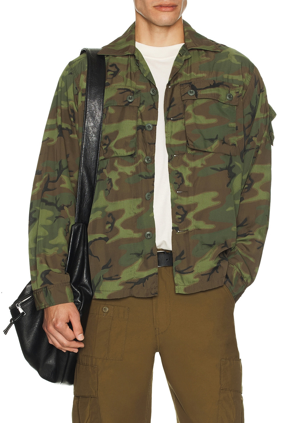 Mesh Camo Jacquard Mapping Print Shirt in Camo - 4