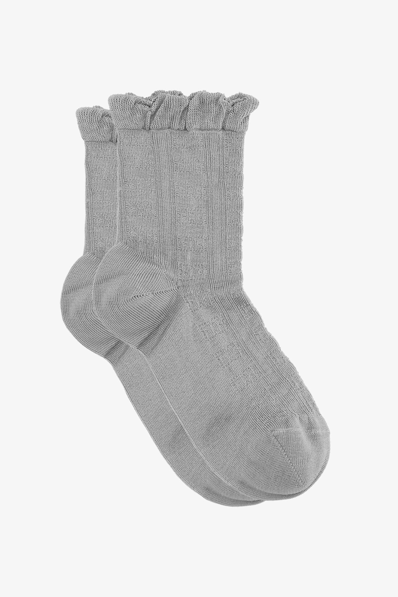 GREY SHORT RUFFLE SOCKS - 1