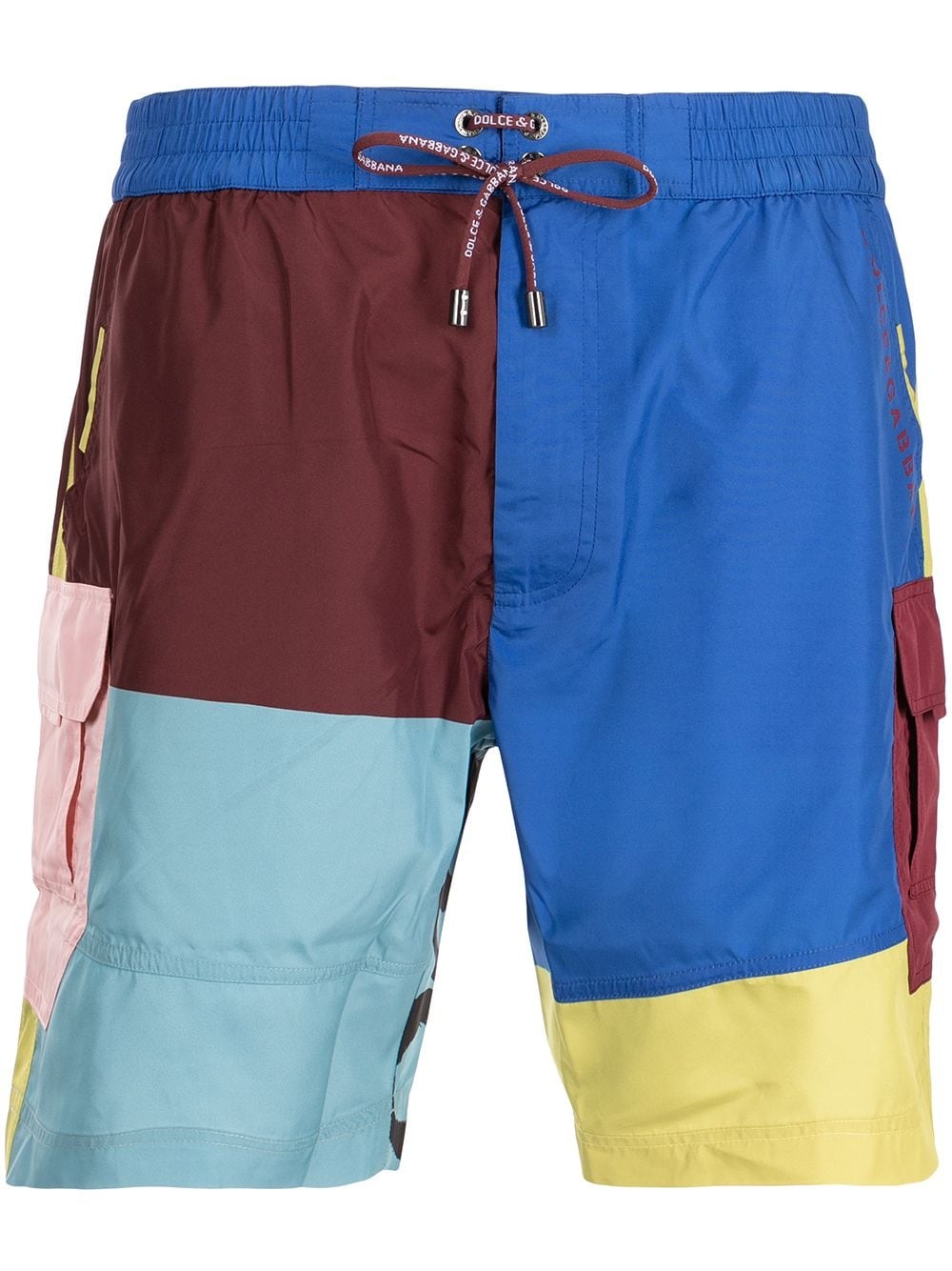 multi-panel drawstring-waist swim shorts - 1