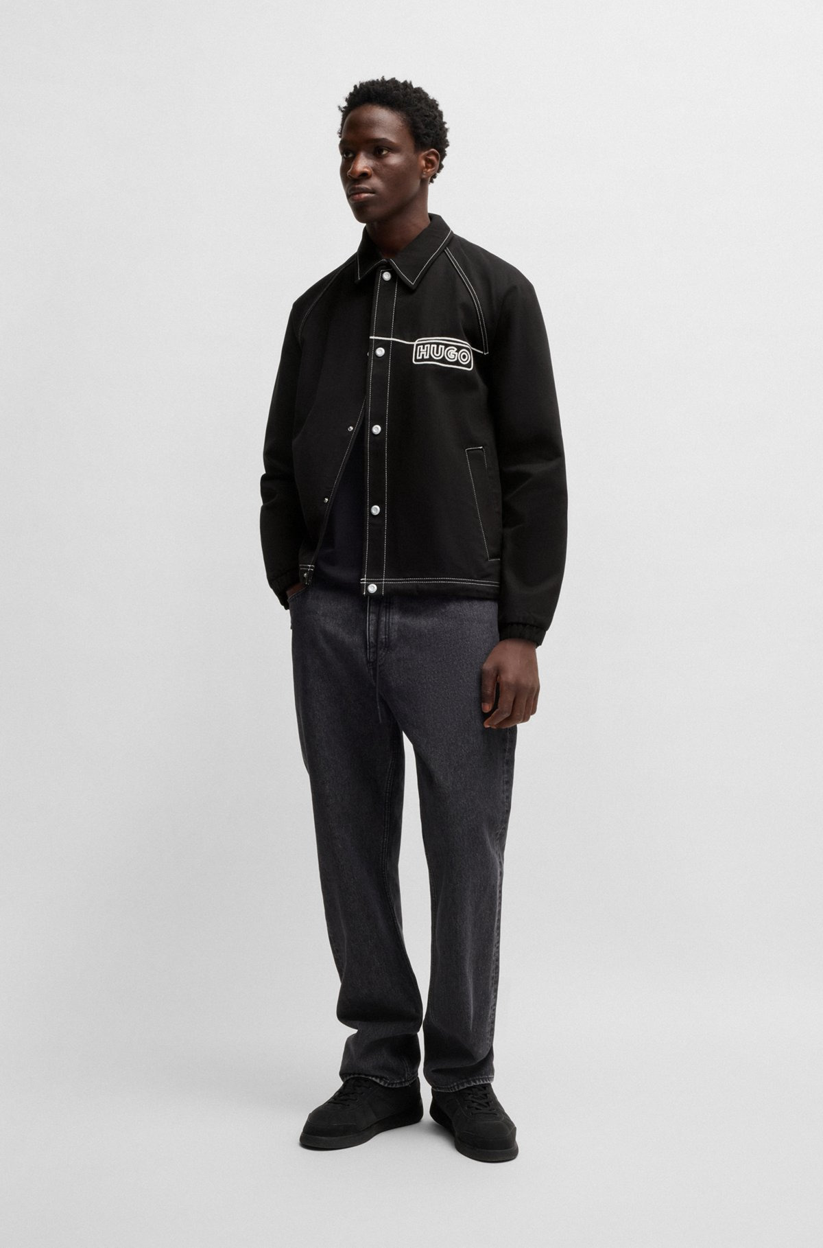 COTTON-TWILL JACKET WITH CHAIN-STITCH LOGO - 3