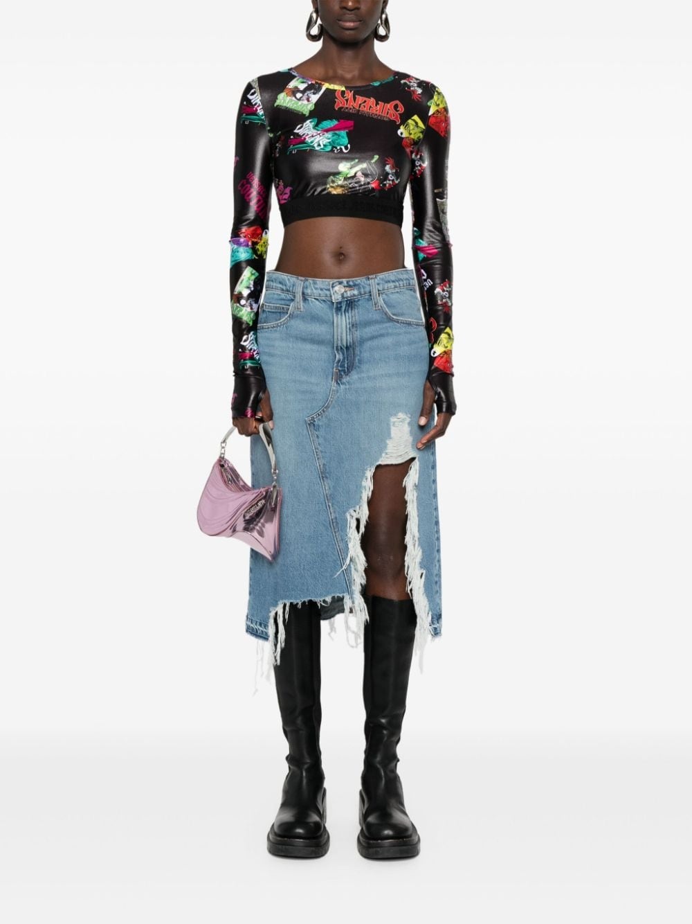 graphic-print cropped T-shirt - 2