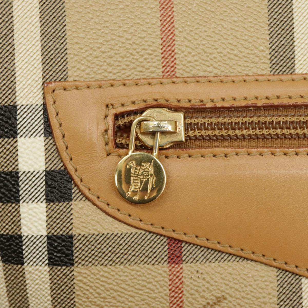 Burberry Nova Check Shoulder Bag Pvc Leather Beige Gold - 15