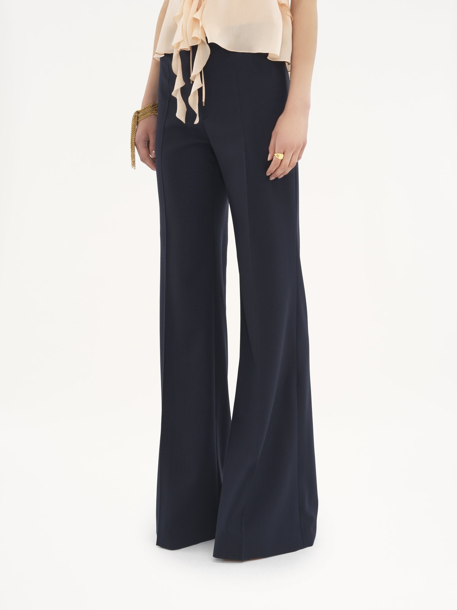 Chloé FLARED TAILORED PANTS IN STRETCH WOOL | REVERSIBLE