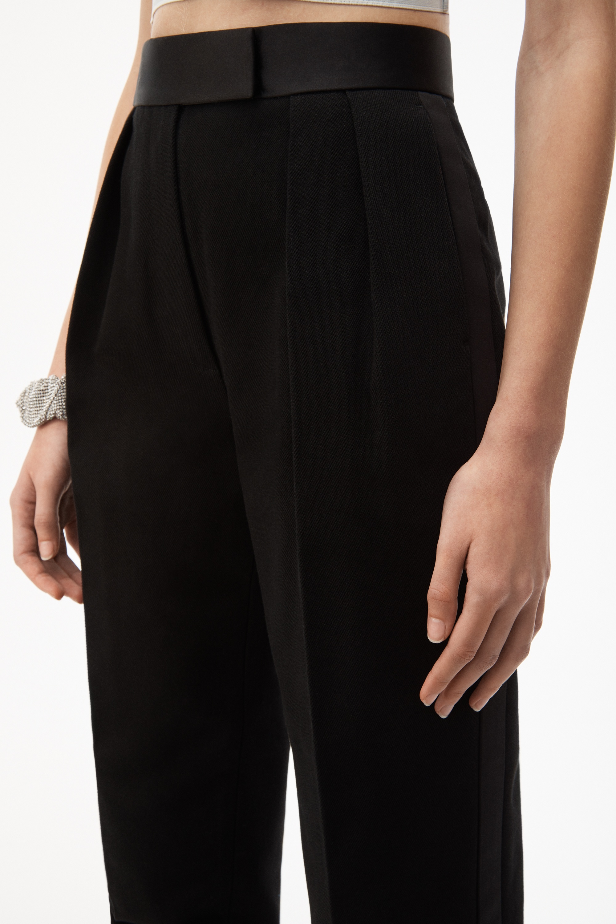 HIGH WAISTED DENIM TUXEDO TROUSER - 3