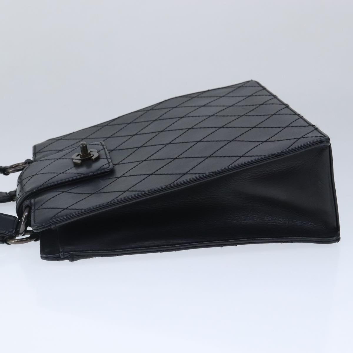CHANEL Hand Bag Lamb Skin Black CC - 4