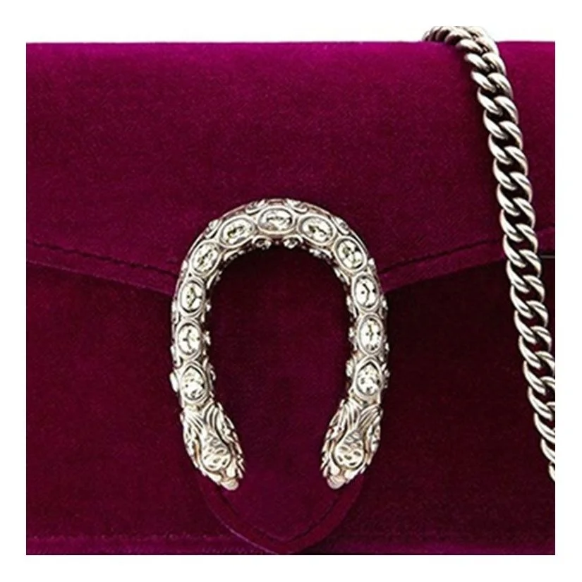 (WMNS) Gucci Dionysus Tiger Head Velvet Chain Shoulder Messenger Bag Mini Red Classic 476432-K4DNN-5 - 1