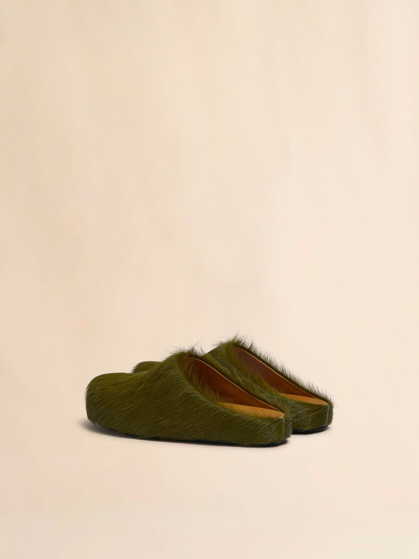 DEEP GREEN LONG HAIR CALFSKIN FUSSBETT SABOT - 3