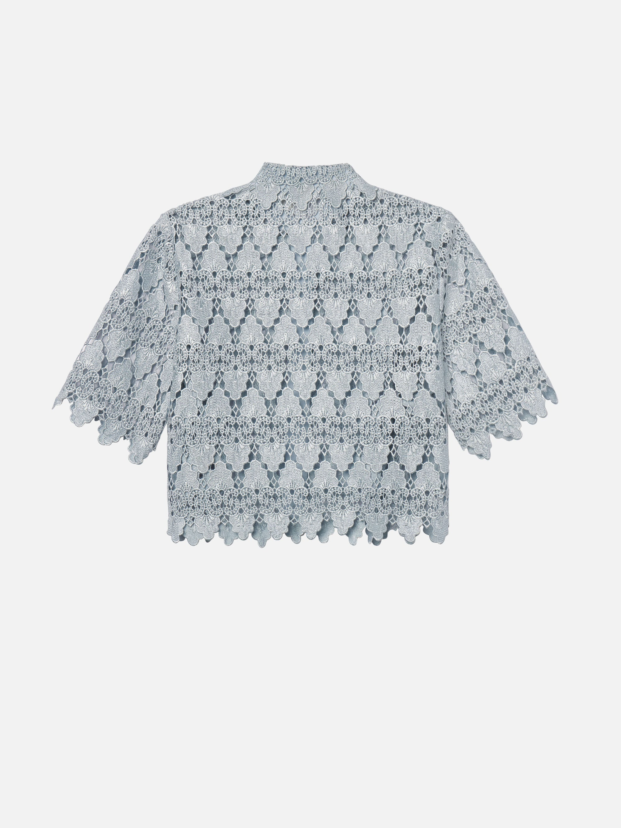 The Lace Button Up Shirt in Sky Blue - 3