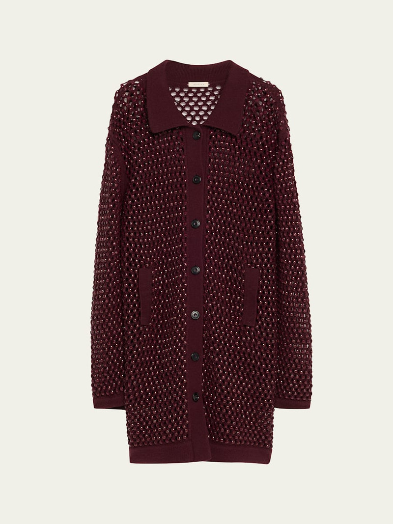 Embellished Open Knit Cardigan Coat 1