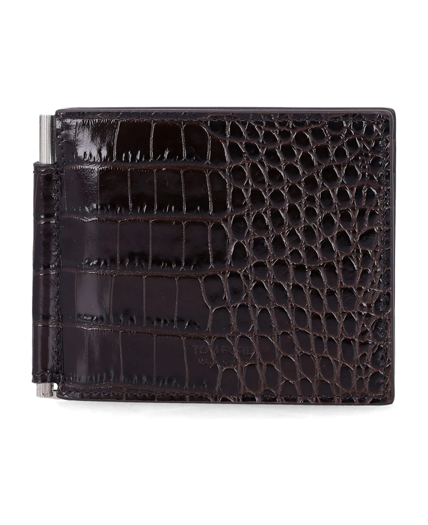 Tom Ford Croc-embossed Leather Money Clip Wallet - 1