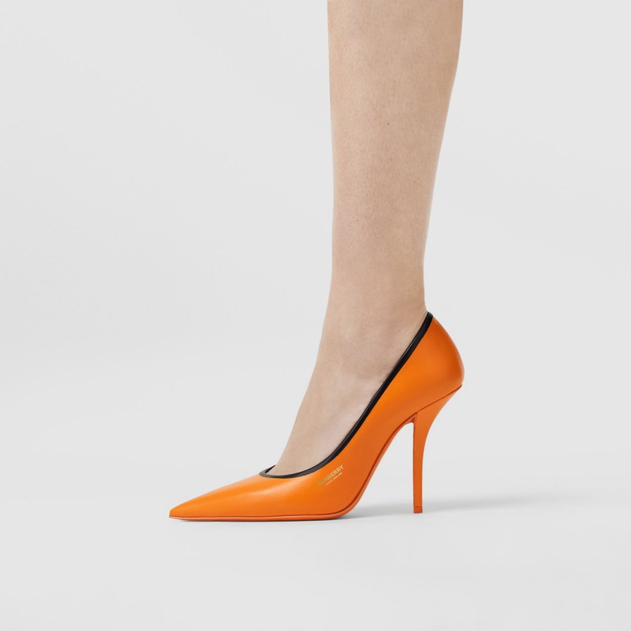 Contrast Trim Leather Point-toe Pumps - 3