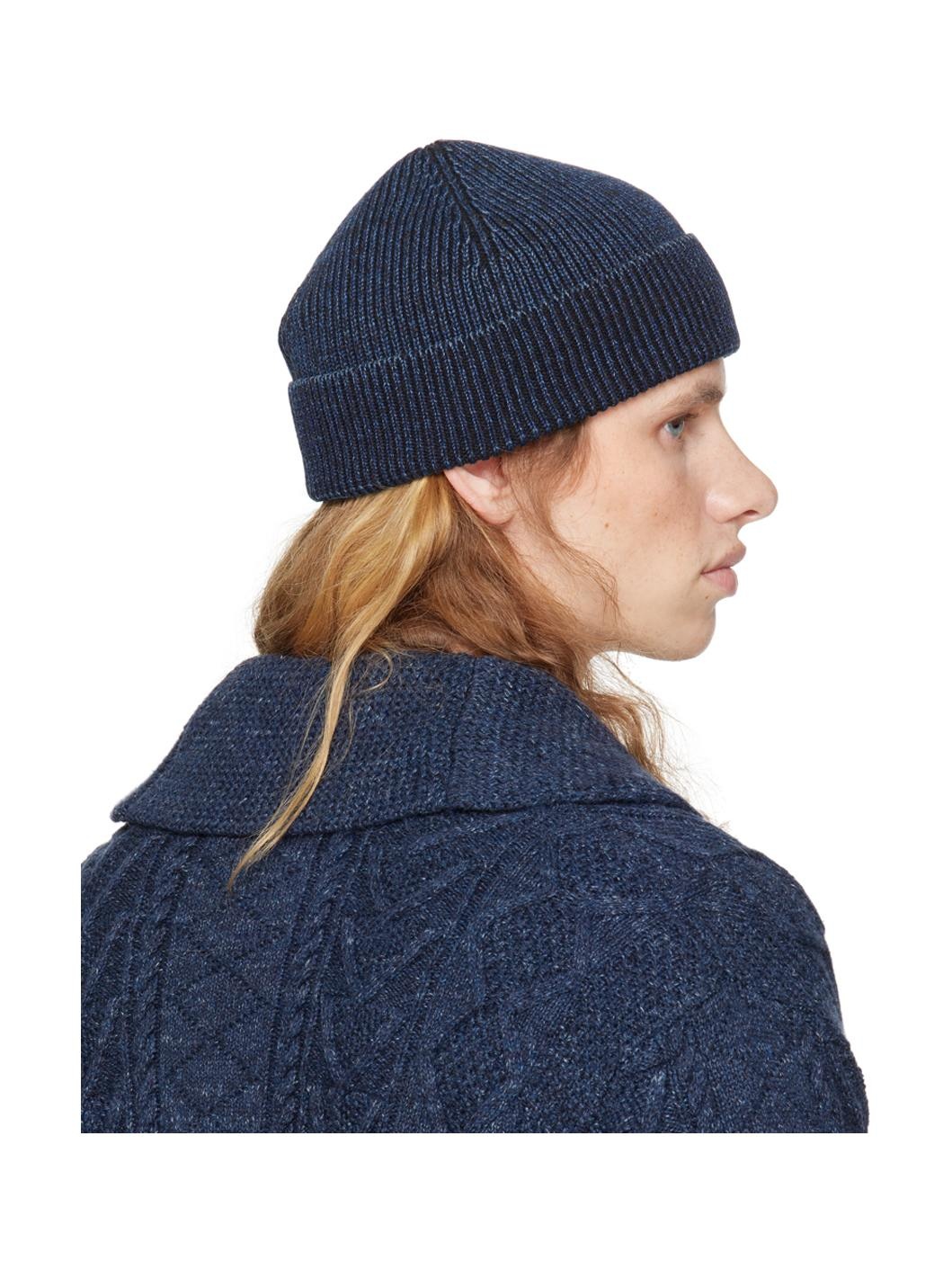 RRL by Ralph Lauren Indigo Cotton Watch Beanie REVERSIBLE