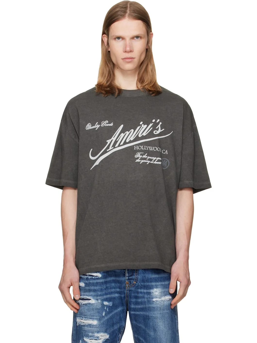 Gray 'AMIRI Quality Goods' Oversized T-shirt - 1
