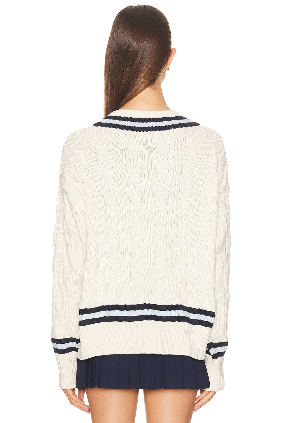 Cableknit V Neck Sweater - 3