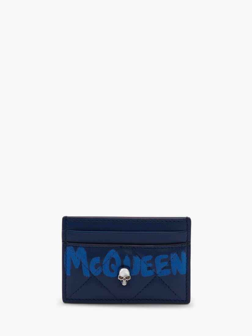 Mcqueen Graffiti Card Holder in Navy - 1