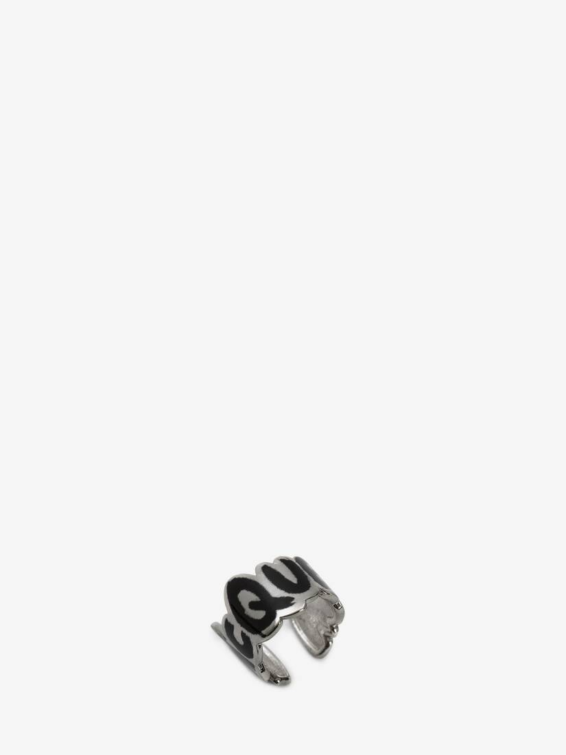Mcqueen Graffiti Cut-out Ear Cuff in Black - 2