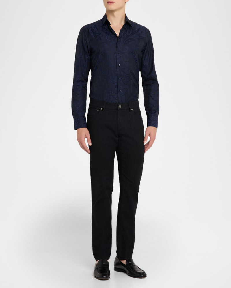 Etro Men & apos;s Tonal Jacquard Denim Straight-Leg Jeans outlook