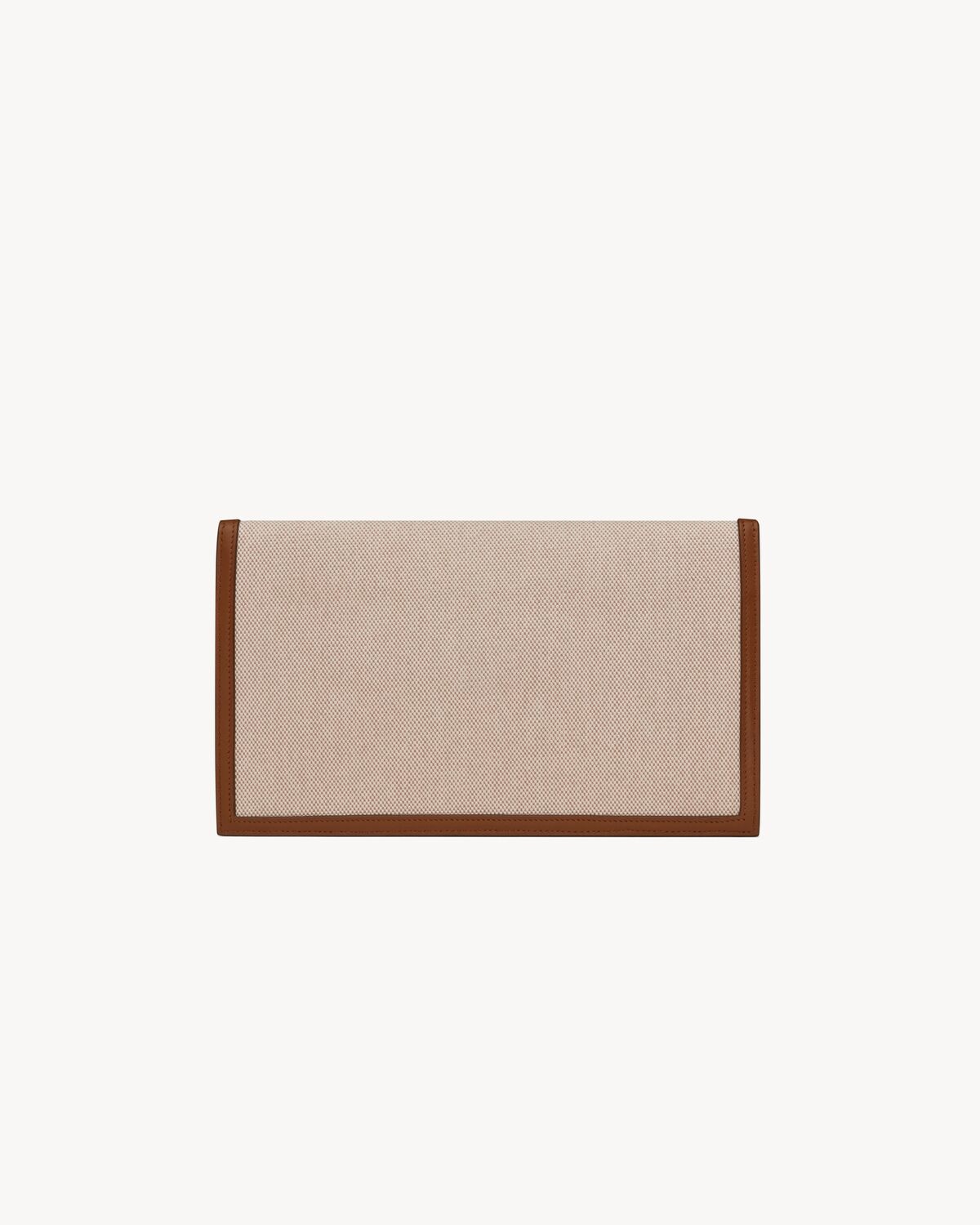 SAINT LAURENT UPTOWN POUCH IN CANVAS AND SMOOTH LEATHER REVERSIBLE