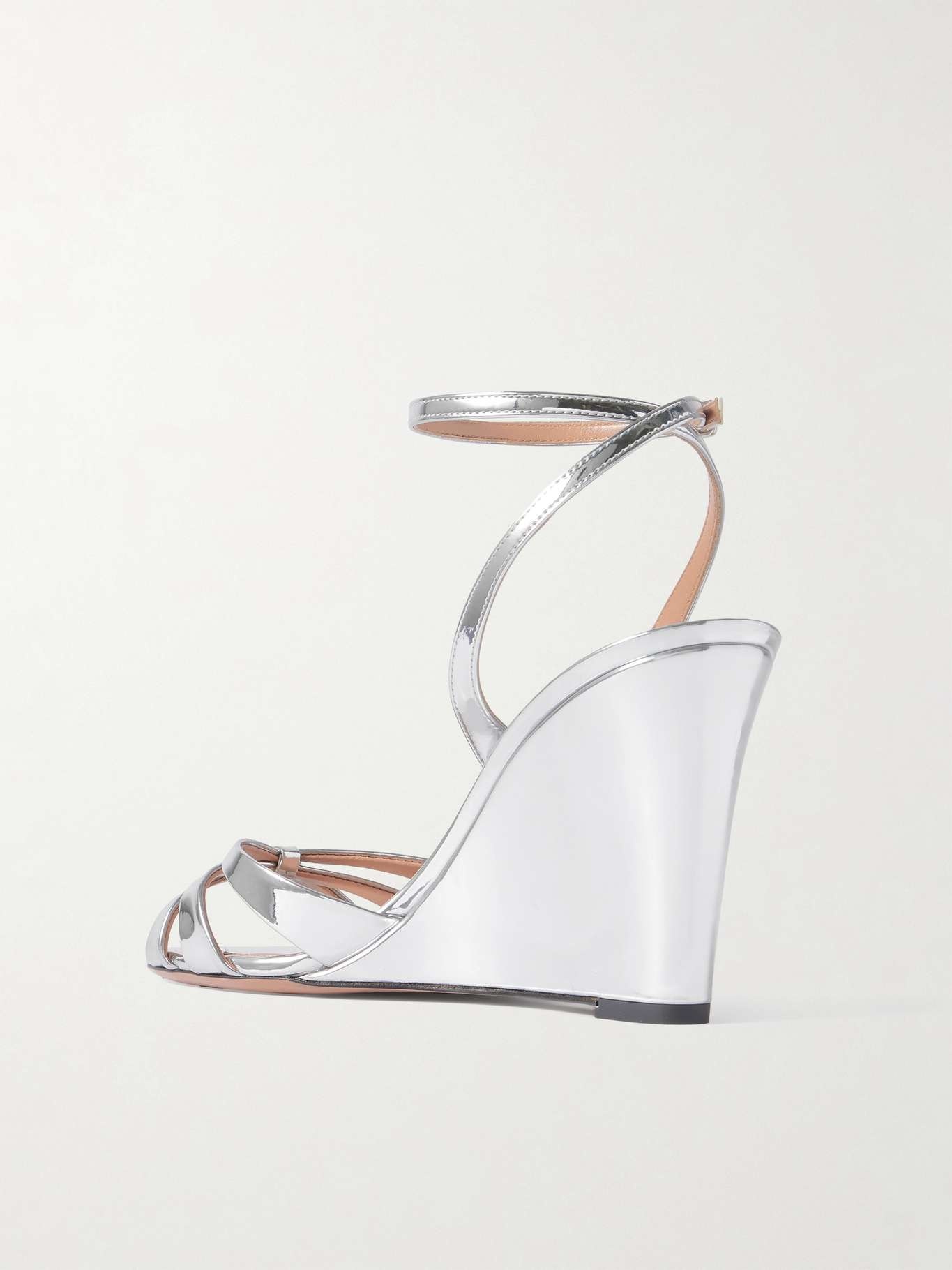 Tati 85 metallic leather wedge sandals Silver - 3