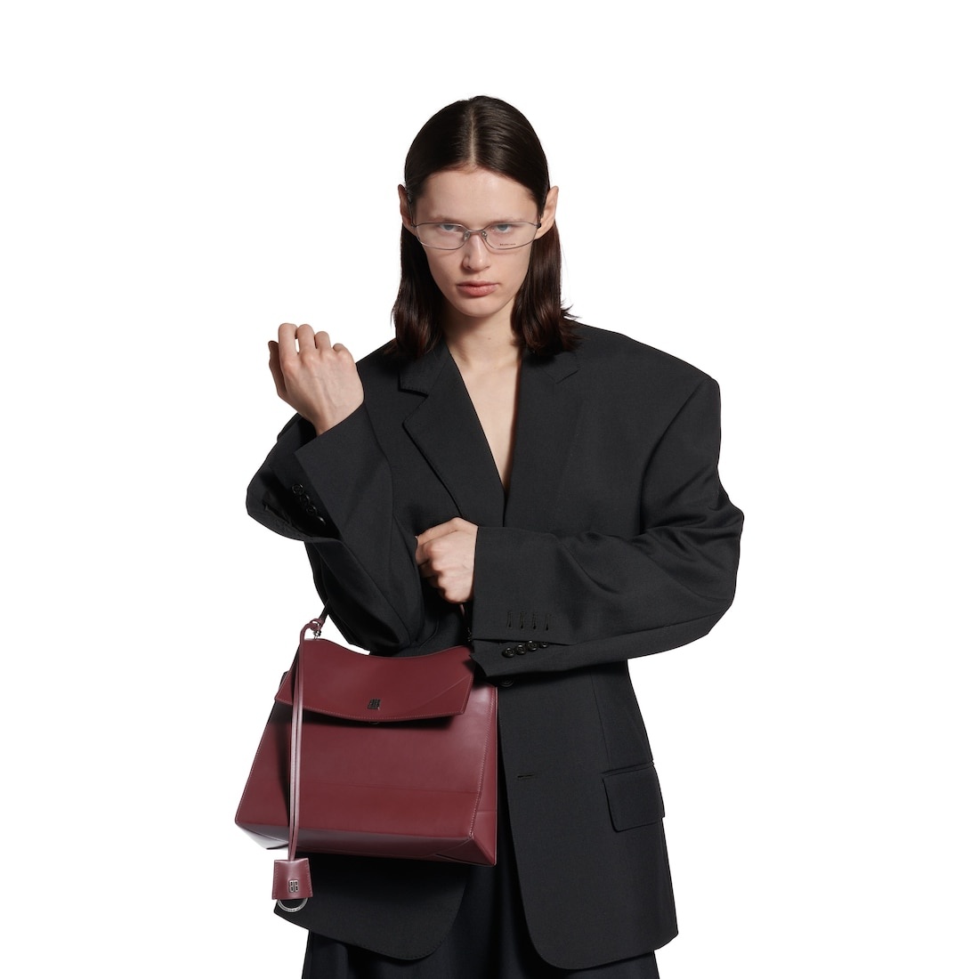 Women's Nano Medium Handbag in Dark Burgundy - 9