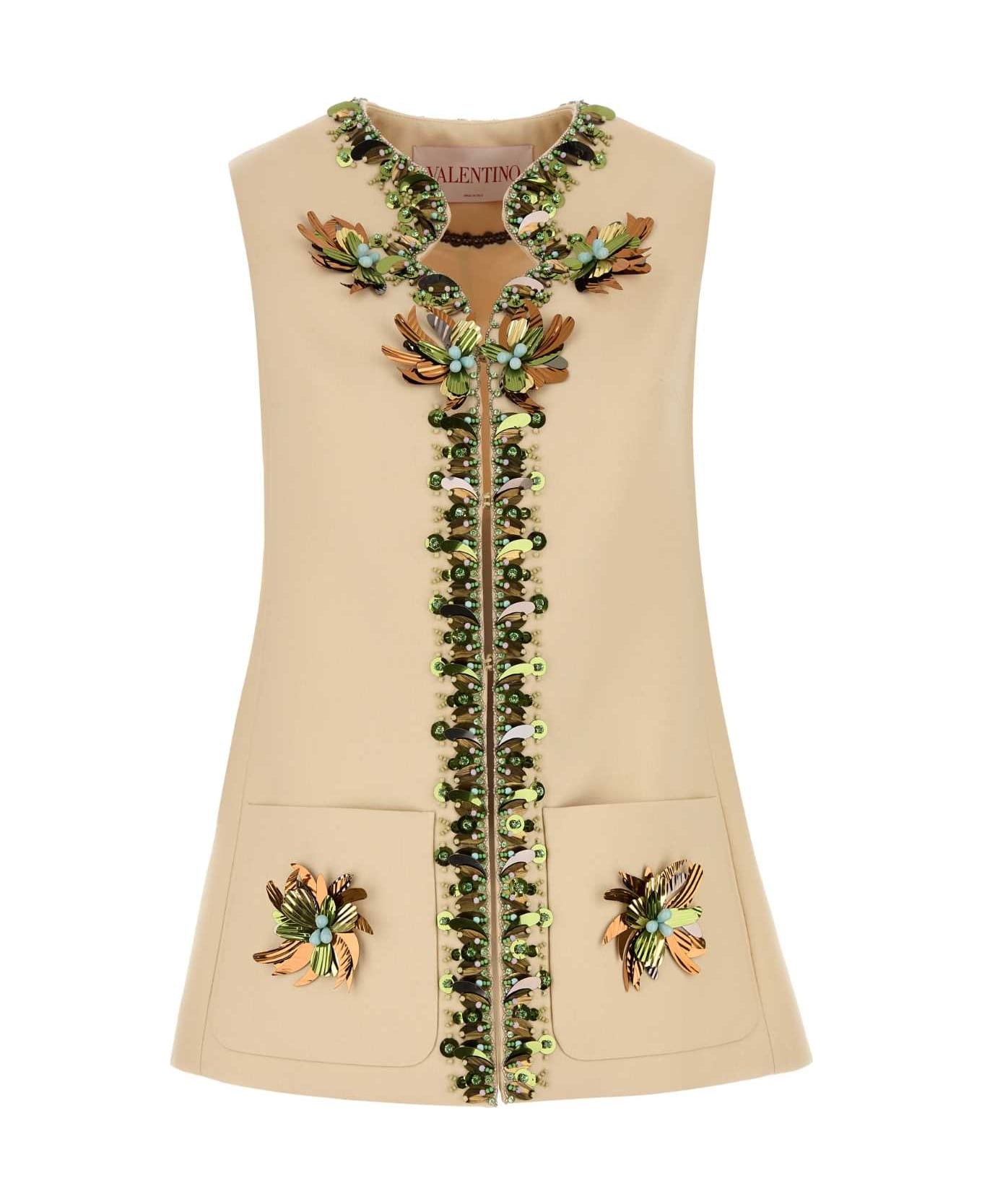Cream Wool Blend Vest - 1