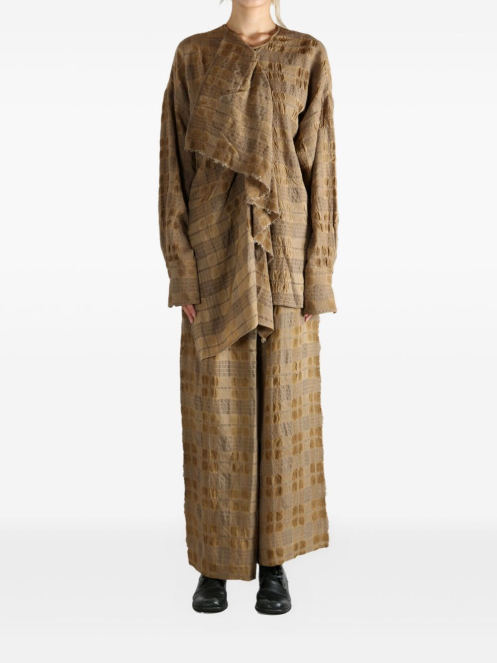 draped checked top - 2