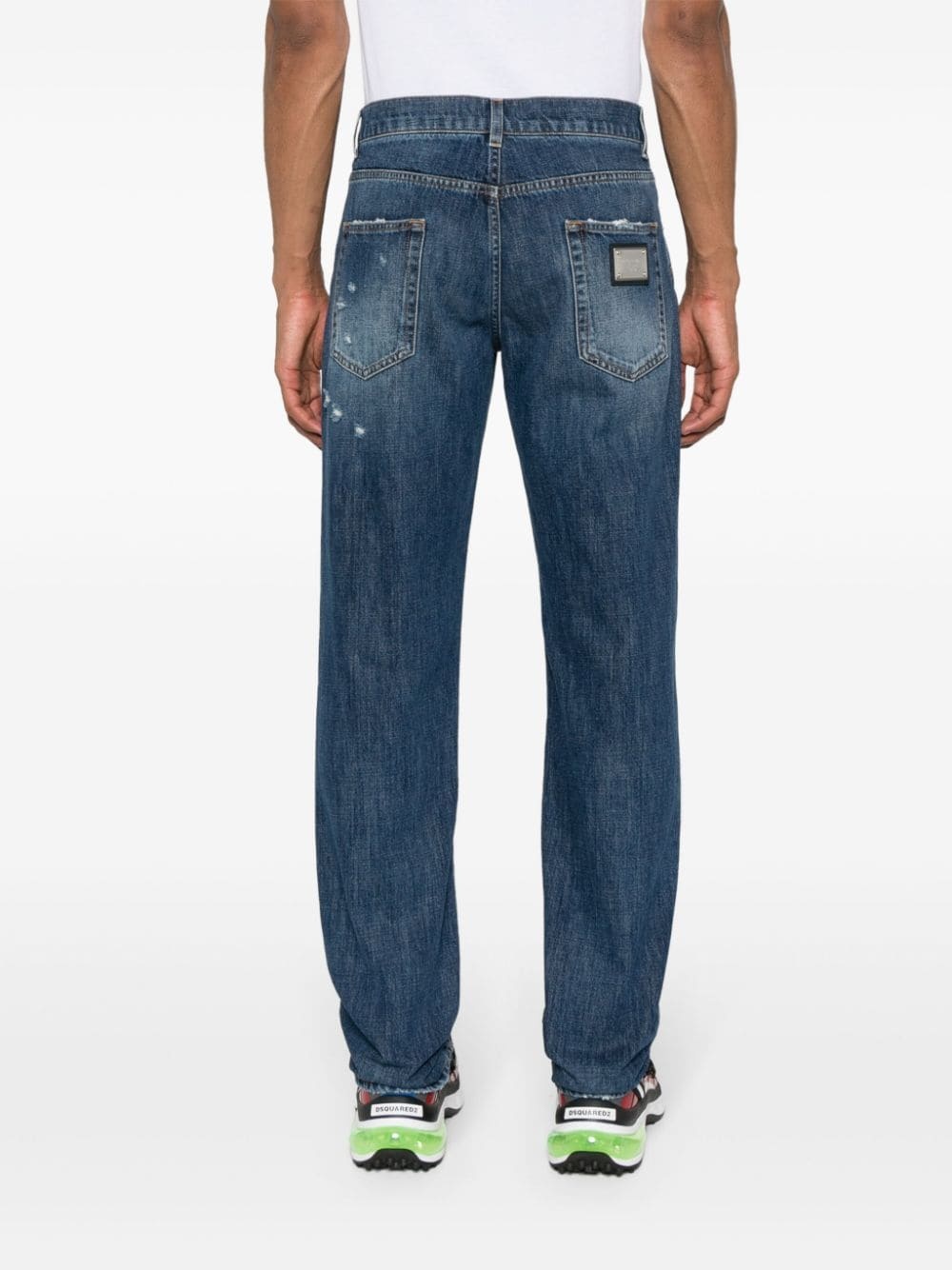 ripped-detail straight-leg jeans - 4