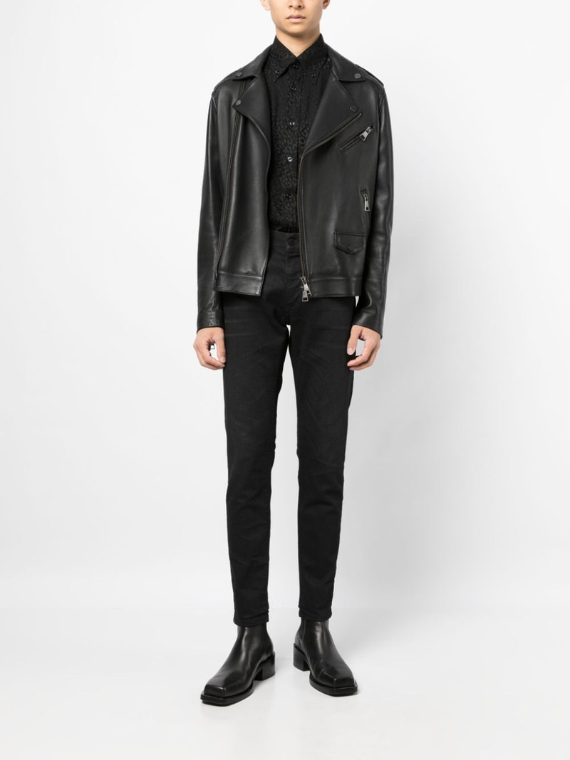 TOM FORD leopard-jacquard silk shirt outlook