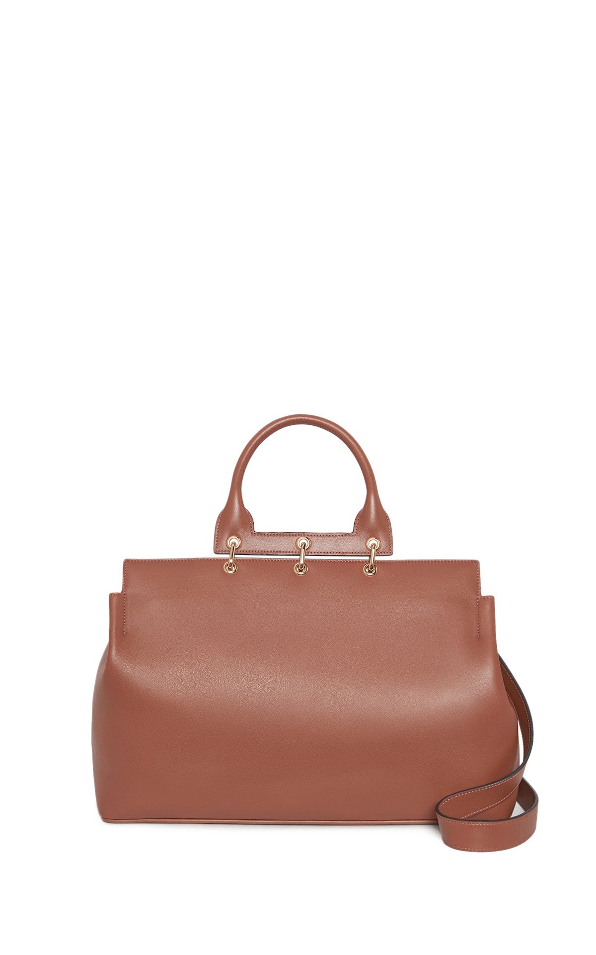 Large Amethyst Bag in Cognac Nappa Leather - 3