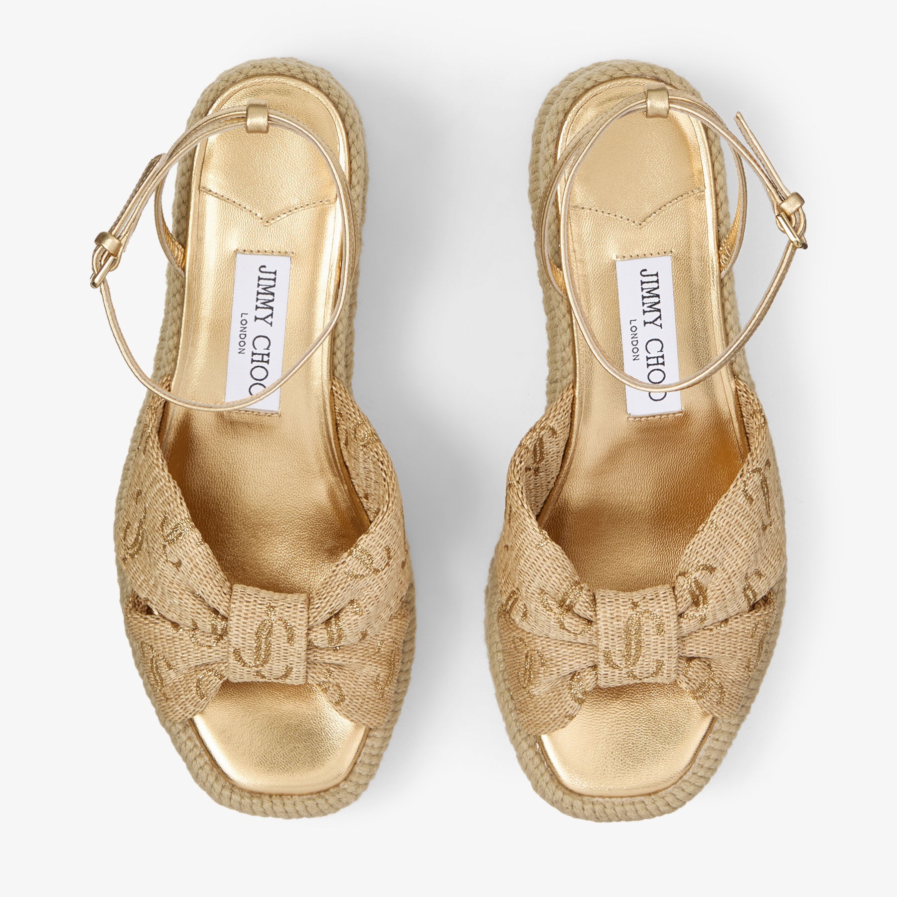 Aella Wedge 60
Gold Raffia Wedge Sandals - 3