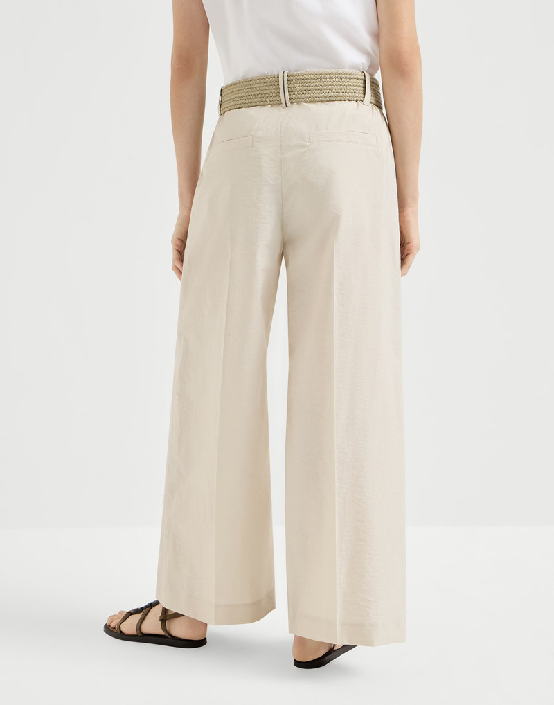 Brunello Cucinelli Techno cotton poplin A-line trousers with monili outlook