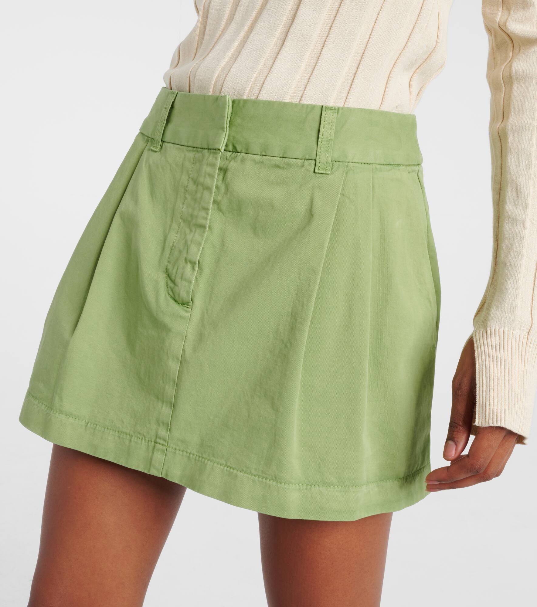 Pleated cotton miniskirt - 4