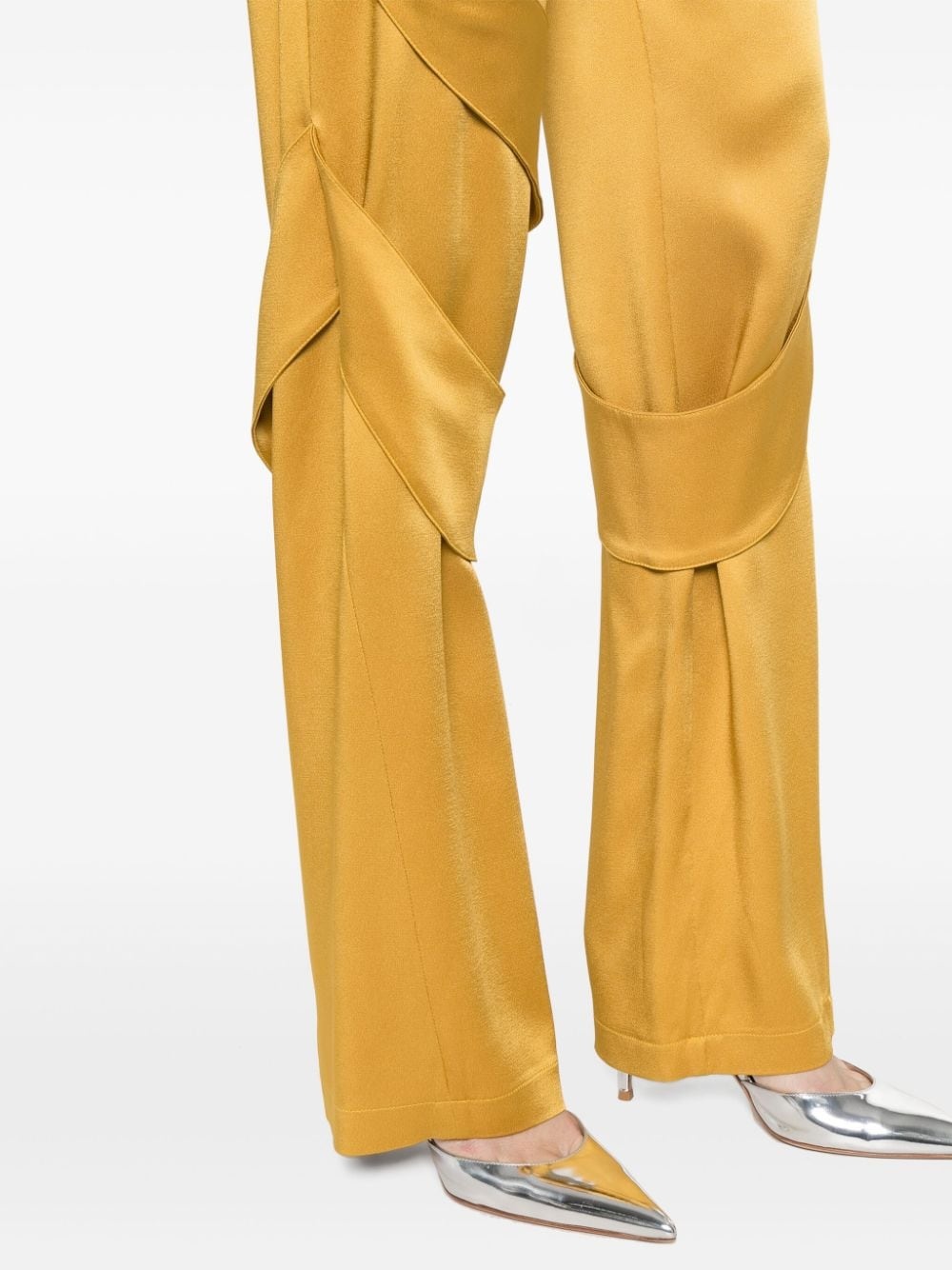 satin wide-leg cargo trousers - 5