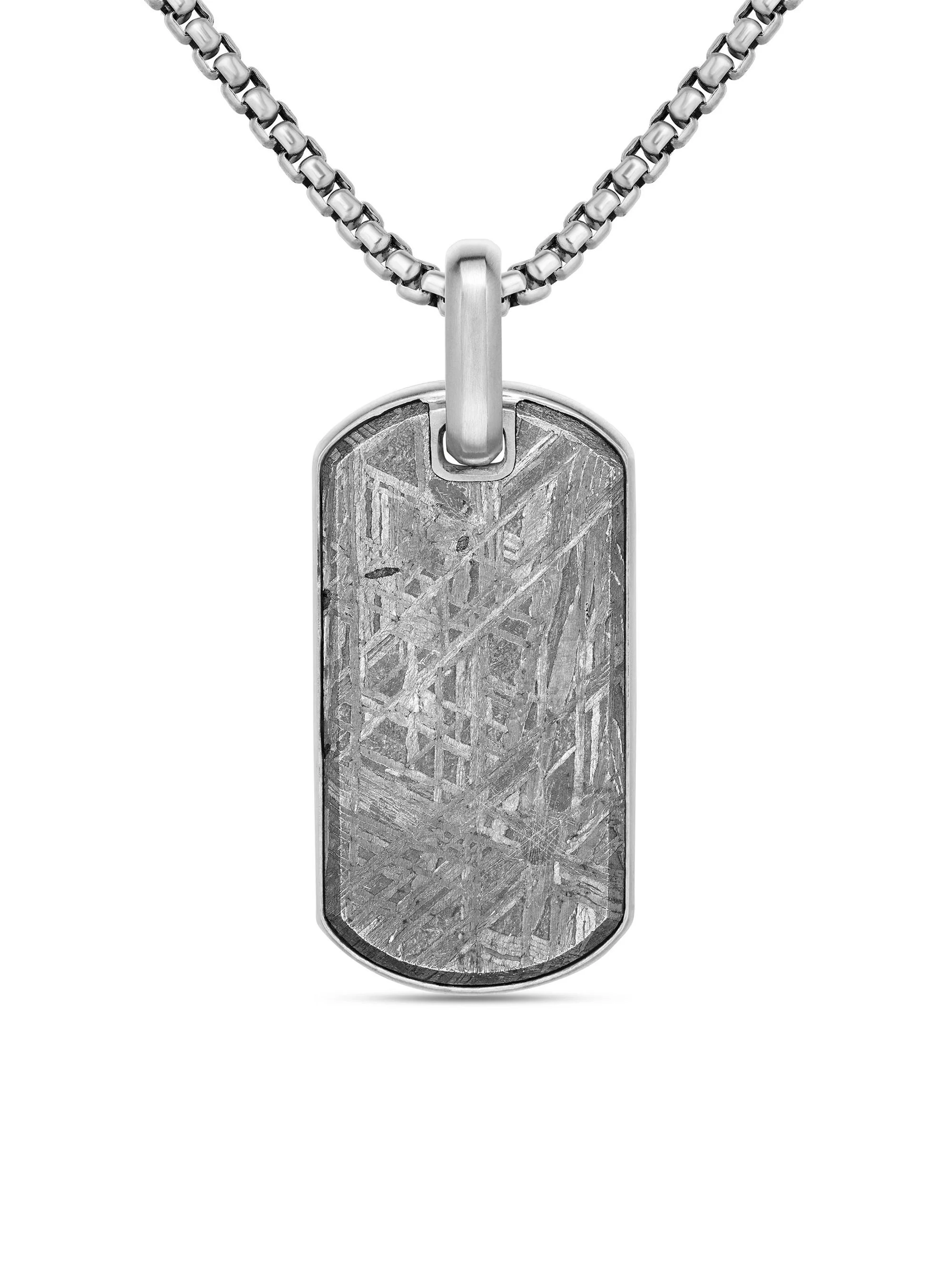 Men's Chevron Tag in Sterling Silver - Meteorite - 1