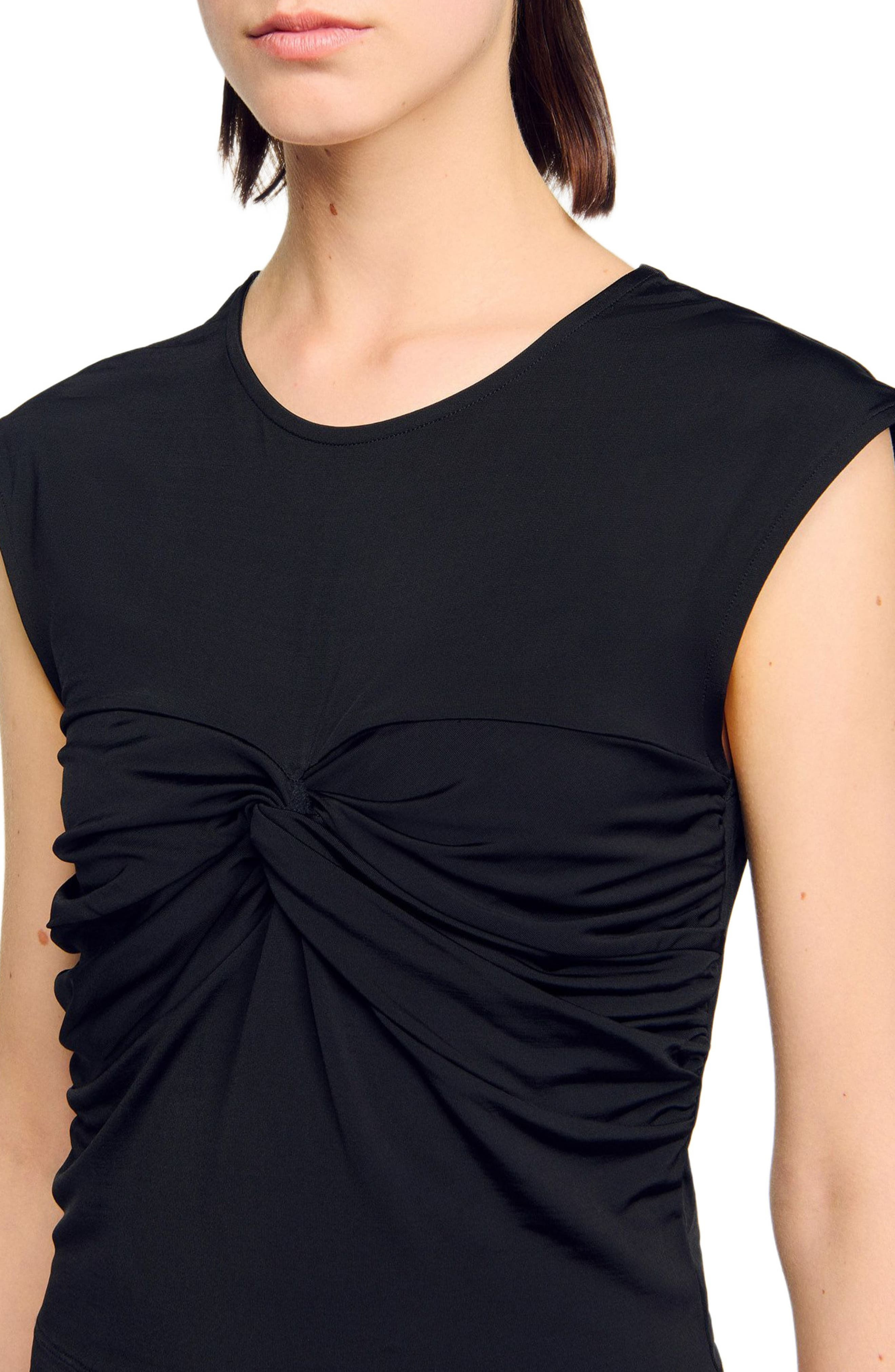 SANDRO Draped T-shirt in Black at Nordstrom - 4