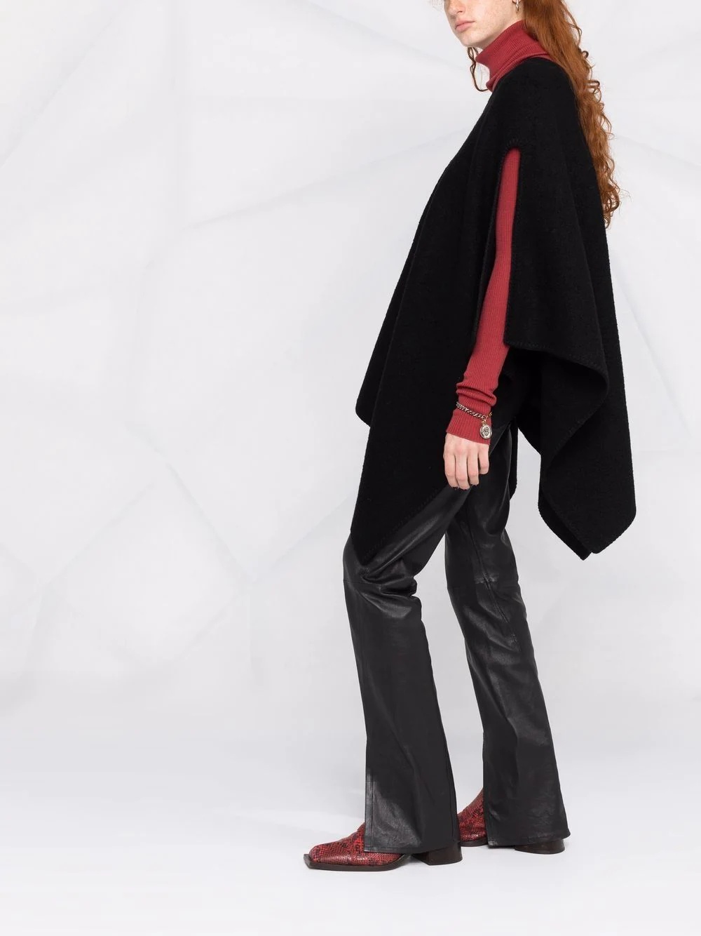 open-front cape coat - 6