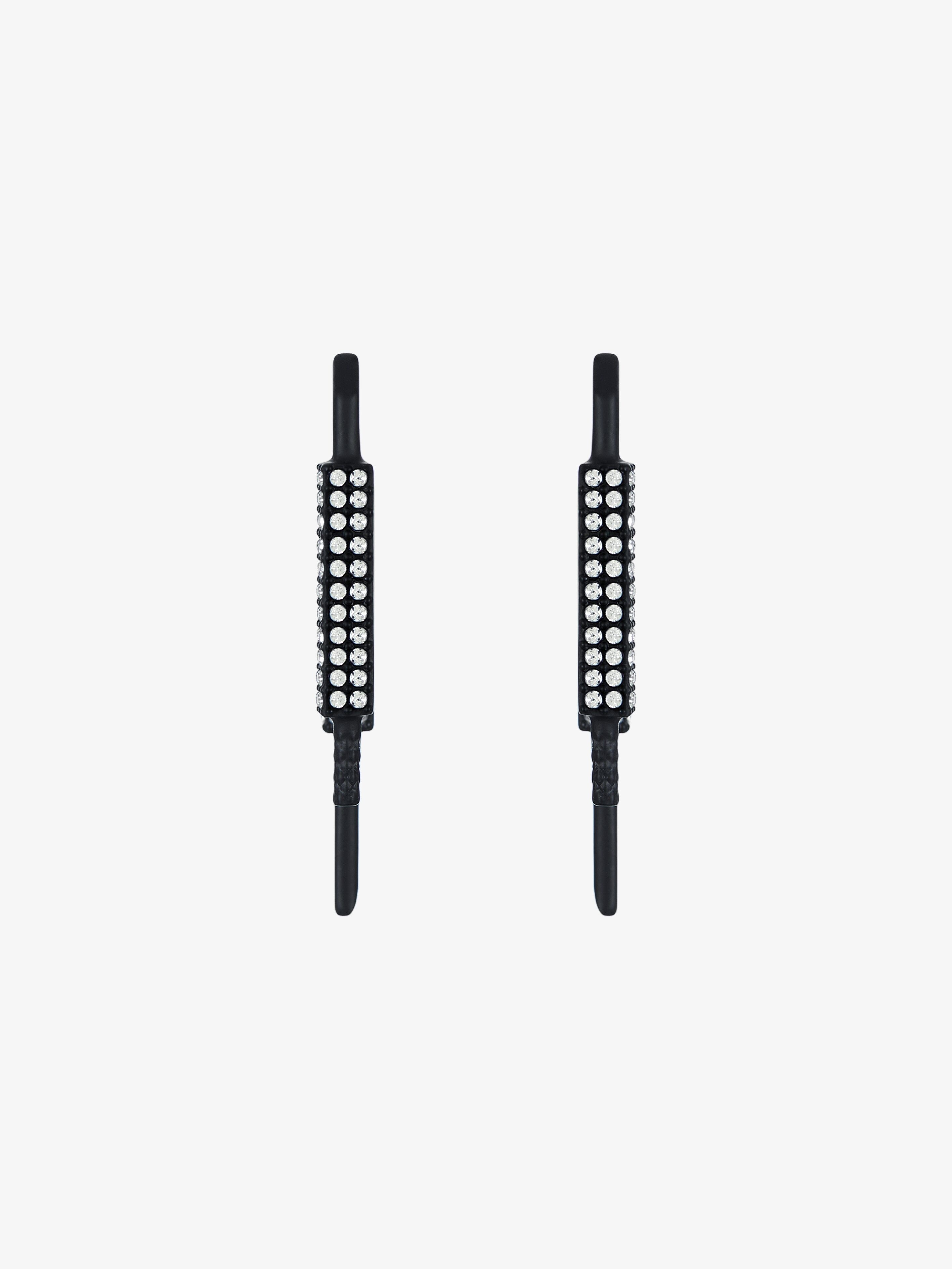 U LOCK BLACK EARRINGS WITH CRYSTALS - 5