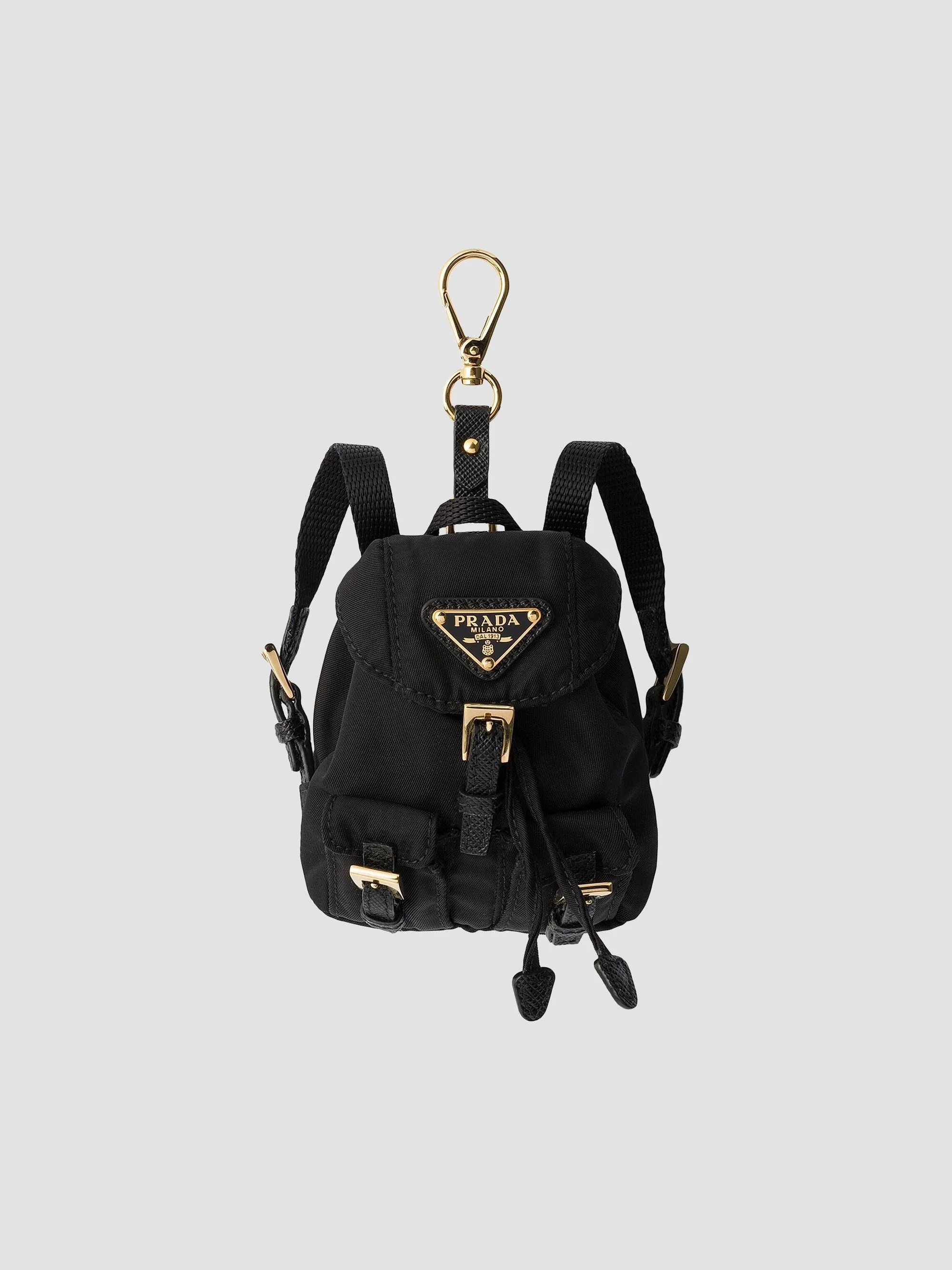 Women's Mini Icon Re-Nylon Bag Charm - Black - 1