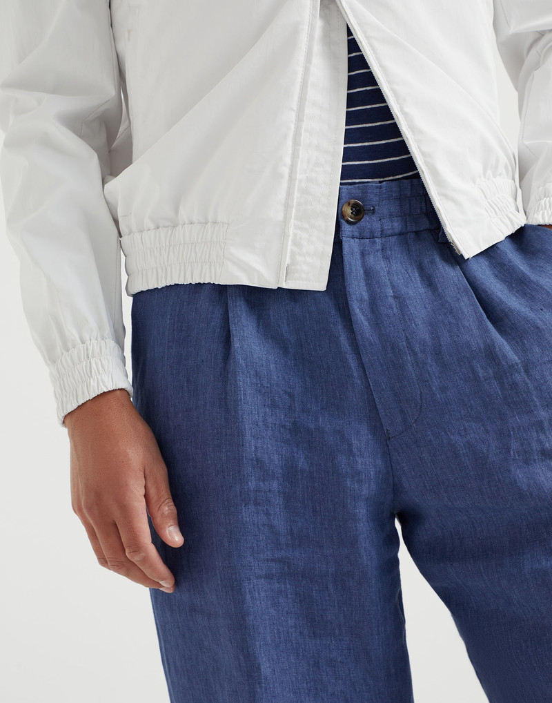 Lightweight délavé linen Bermuda shorts with elasticated waistband 3