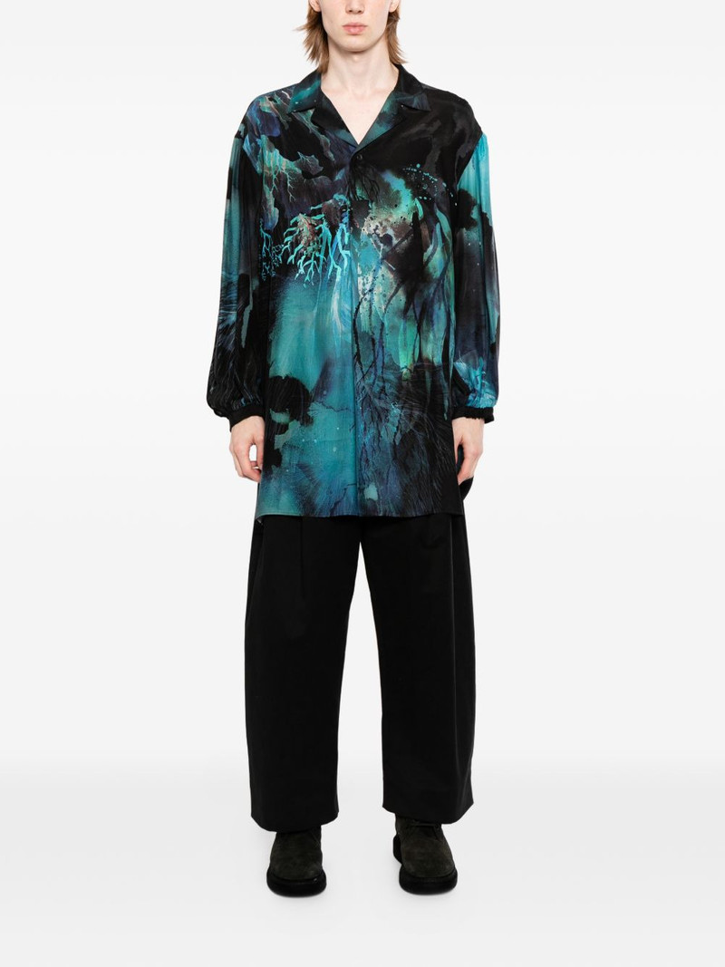Yohji Yamamoto graphic-print camp-collar shirt outlook