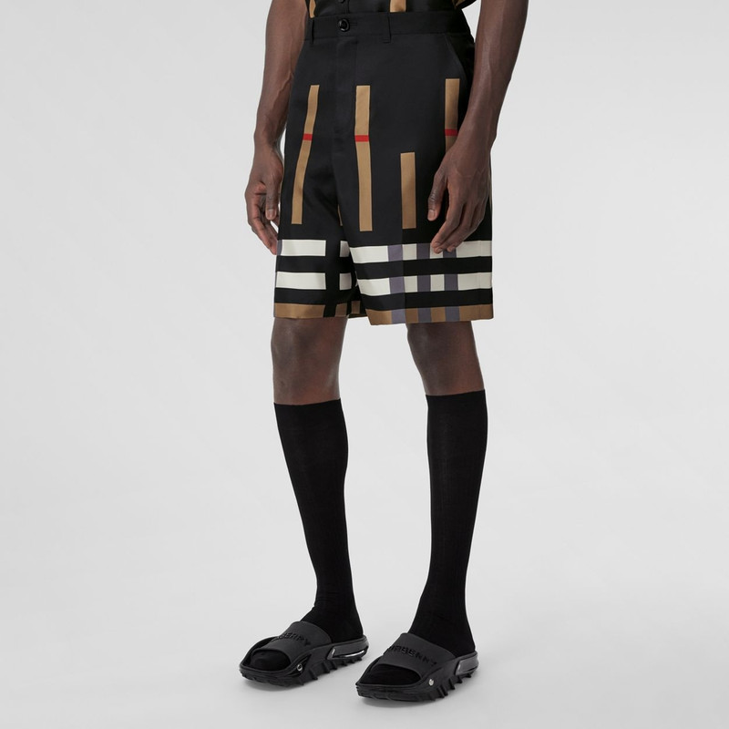 Sliced Check Silk Tailored Shorts 5
