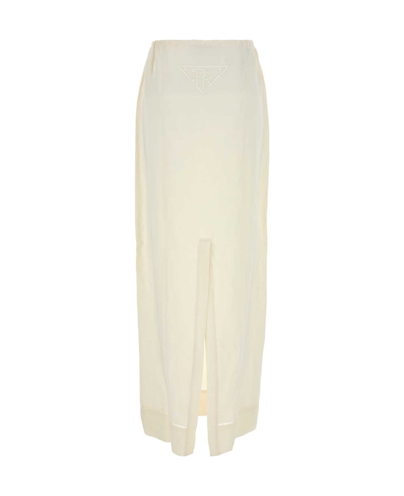 Ivory Linen Skirt - 2