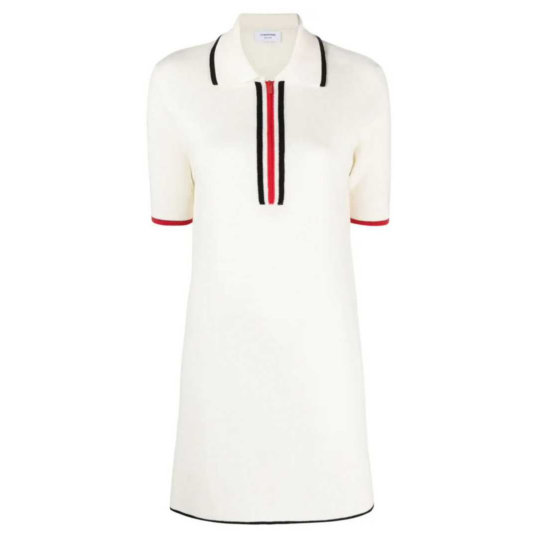 Merino Wool Milano Stitch Zip Up Polo Dress - 1