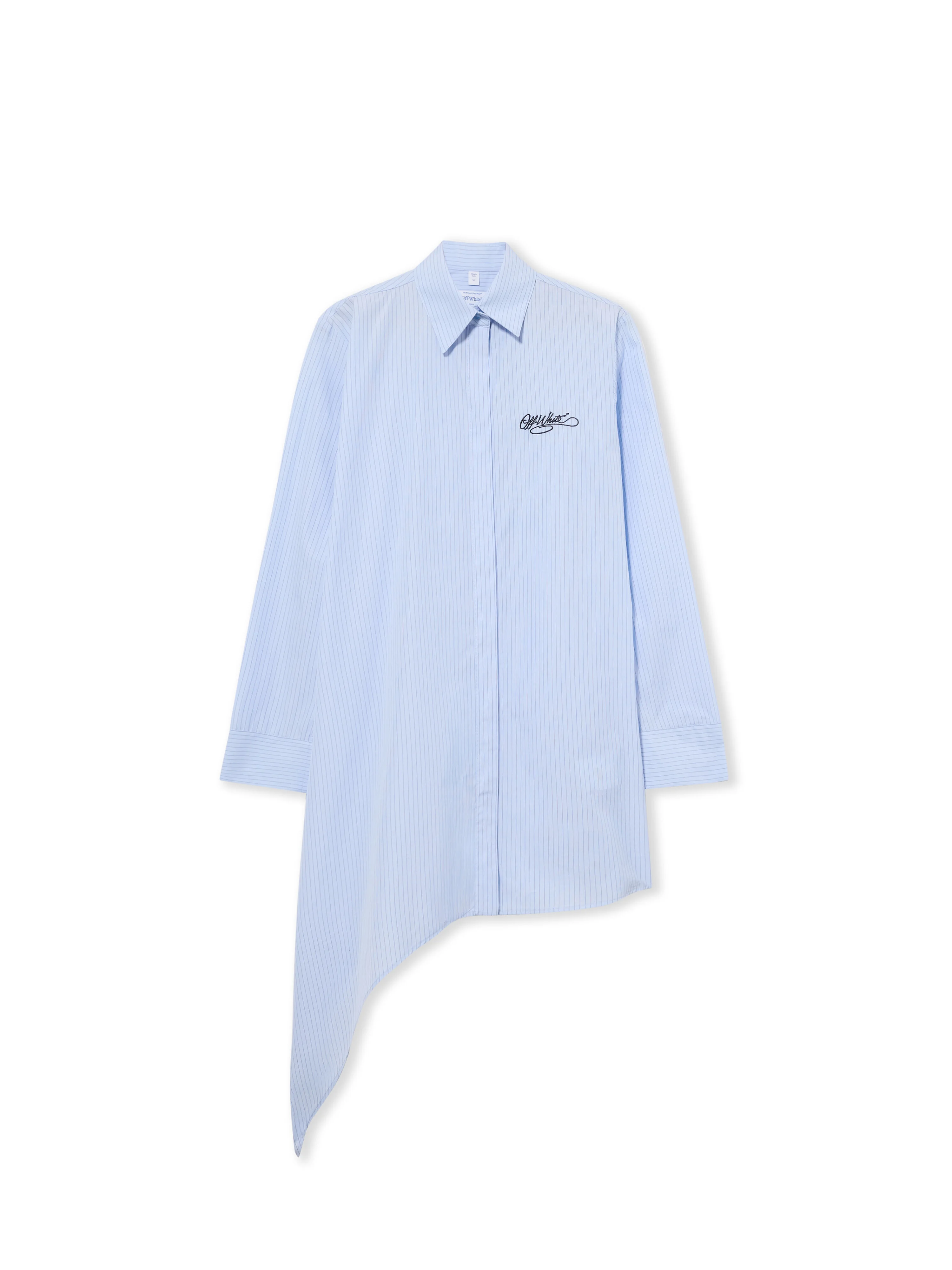 Striped Poplin Asymmetric Shirt Dress - 1